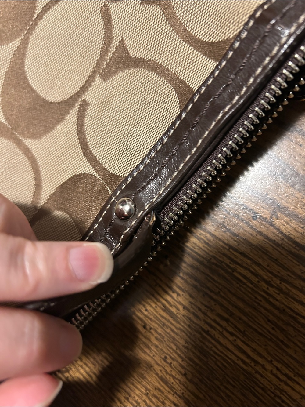 Coach Tan and Brown Signature Canvas Tote - Picture 5 of 6